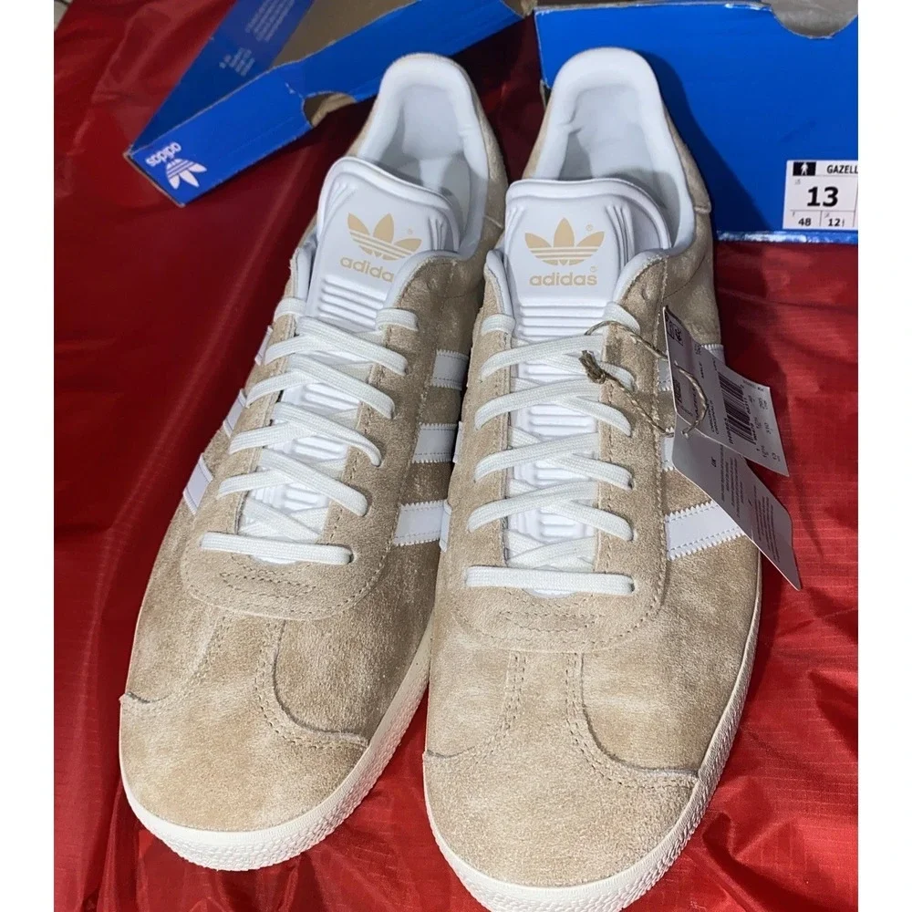 Adidas Gazelle Casual Shoes Men Size 13 Magic Beige Cloud White IH9865